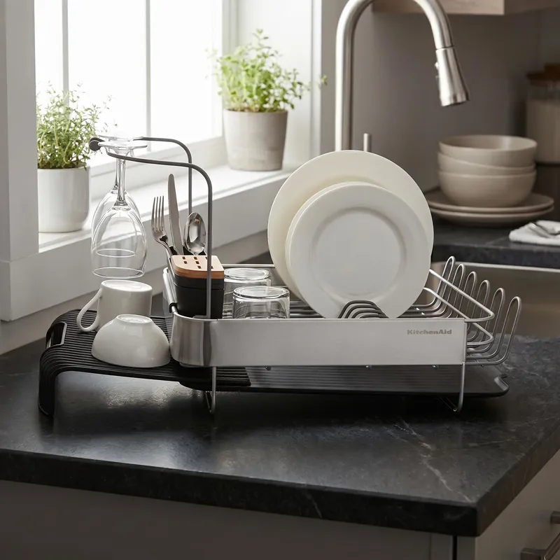 Nie przegap KITCHENAID Universal 52 x 38,5 cm - suszarka do naczyń rozsuwana ze stali nierdzewnej