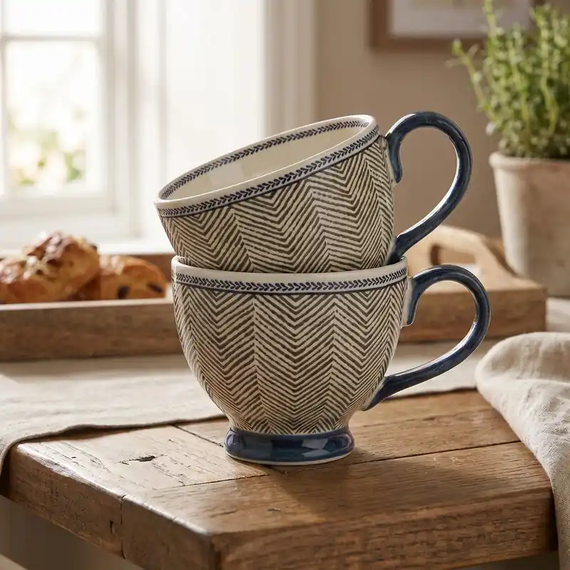 Promocja Komplet kubków LAURA ASHLEY EDWIN BLUE SAGE 400 ml 2 szt.
