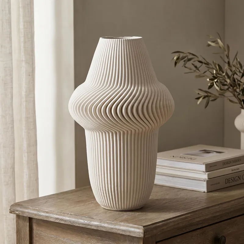 RITUALI DOMESTICI LINO Biały wazon 35.5 x 23 cm Tani