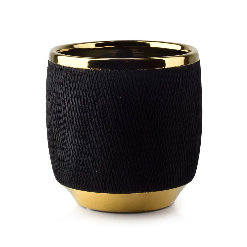 Kup teraz Doniczka / Osłonka na kwiaty ceramiczna MONDEX RORY BLACK CIRCLE 15 cm