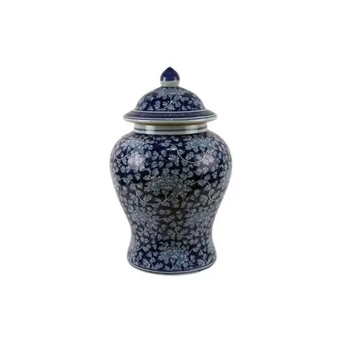 WAZA TEMPLE JAR BLUE / WHITE CHRYSANTHEMUM 48 CM | SPENSEN Dostępne od ręki
