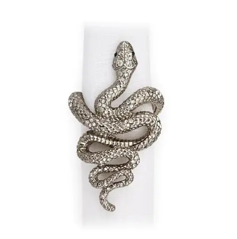 ZESTAW 4 PIERŚCIENI DO SERWETEK SNAKE PLATINUM | L'OBJET Cena promocyjna