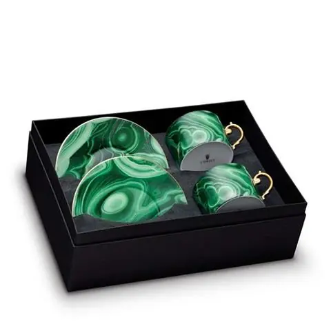 Promocja ZESTAW FILIŻANKA DO HERBATY ZE SPODKIEM MALACHITE 2 SZT | L'OBJET